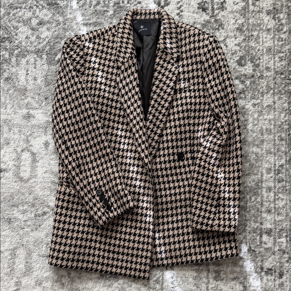 Anine Bing ‘Kaia’ Houndstooth Blazer - Black and Tan - Picture 2 of 6